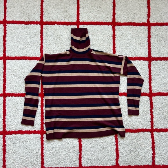 J Crew 365 Merino Wool Turtleneck Striped Sweater - Picture 5 of 7